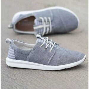 Toms Del Rey shoe canvas women's size W7 lace up sneaker Grey